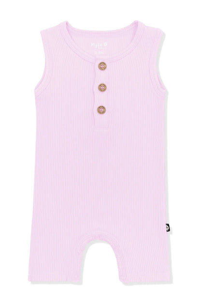 Ribbed Sleeveless Shortall in Thistle