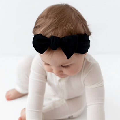 Knotted Bow Headband in Midnight