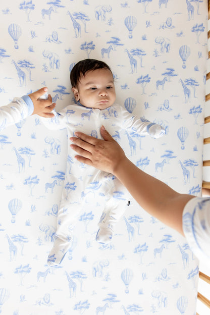 Crib Sheet in Toile Safari