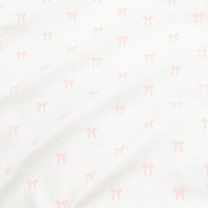 Pointelle Kimono Bodysuit in Sweet Pink Bow